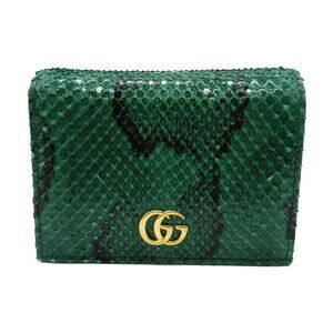 Gucci GG Marmont Compact Wallet Green Leather Python
